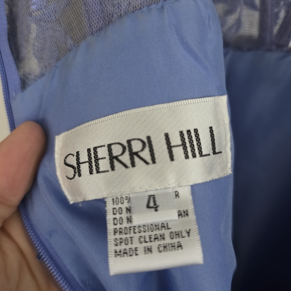 EUC Sherri Hill 55500 Prom Formal Gown Dress 4 Purple Sequin Lace Tiered Corset - Picture 10 of 11